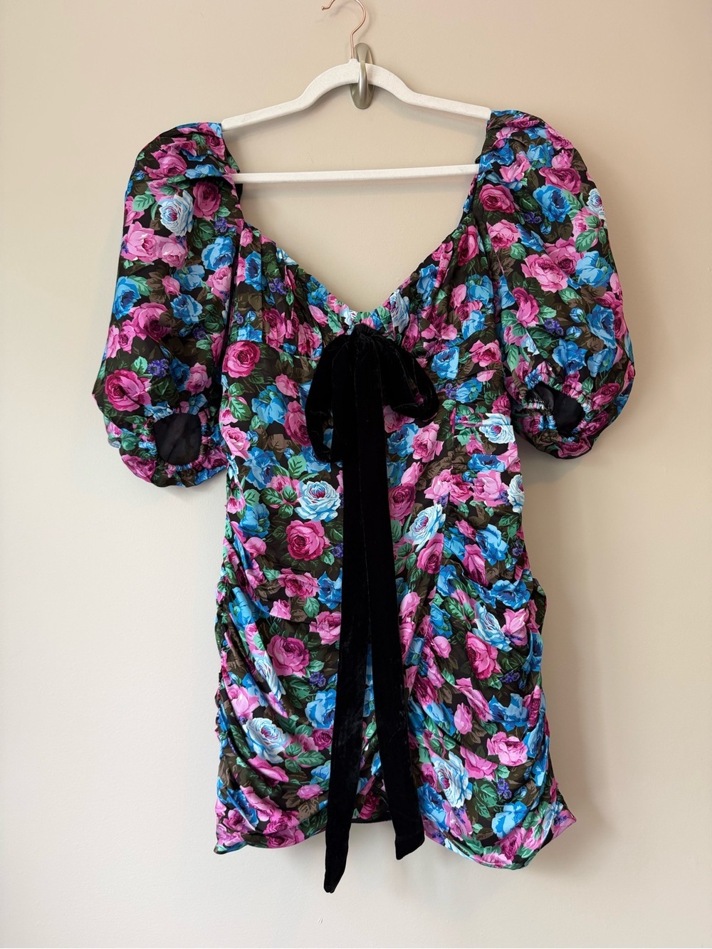 For Love & Lemons NWT Marley Floral Puff Sleeve Mini Dress Size M